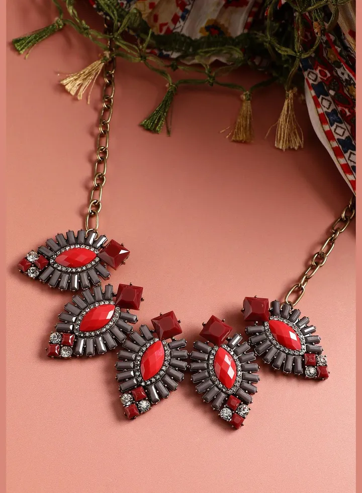 Gold Plated Designer Stone Party Necklace For Women