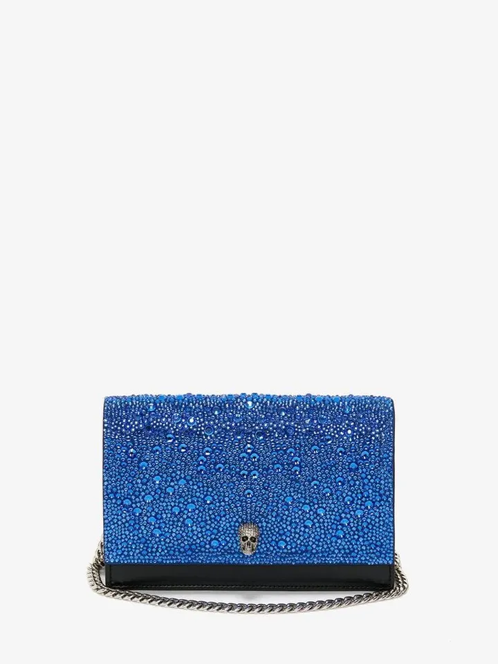 Women's Small Crystal-Embellished Skull Bag In Electric Blue