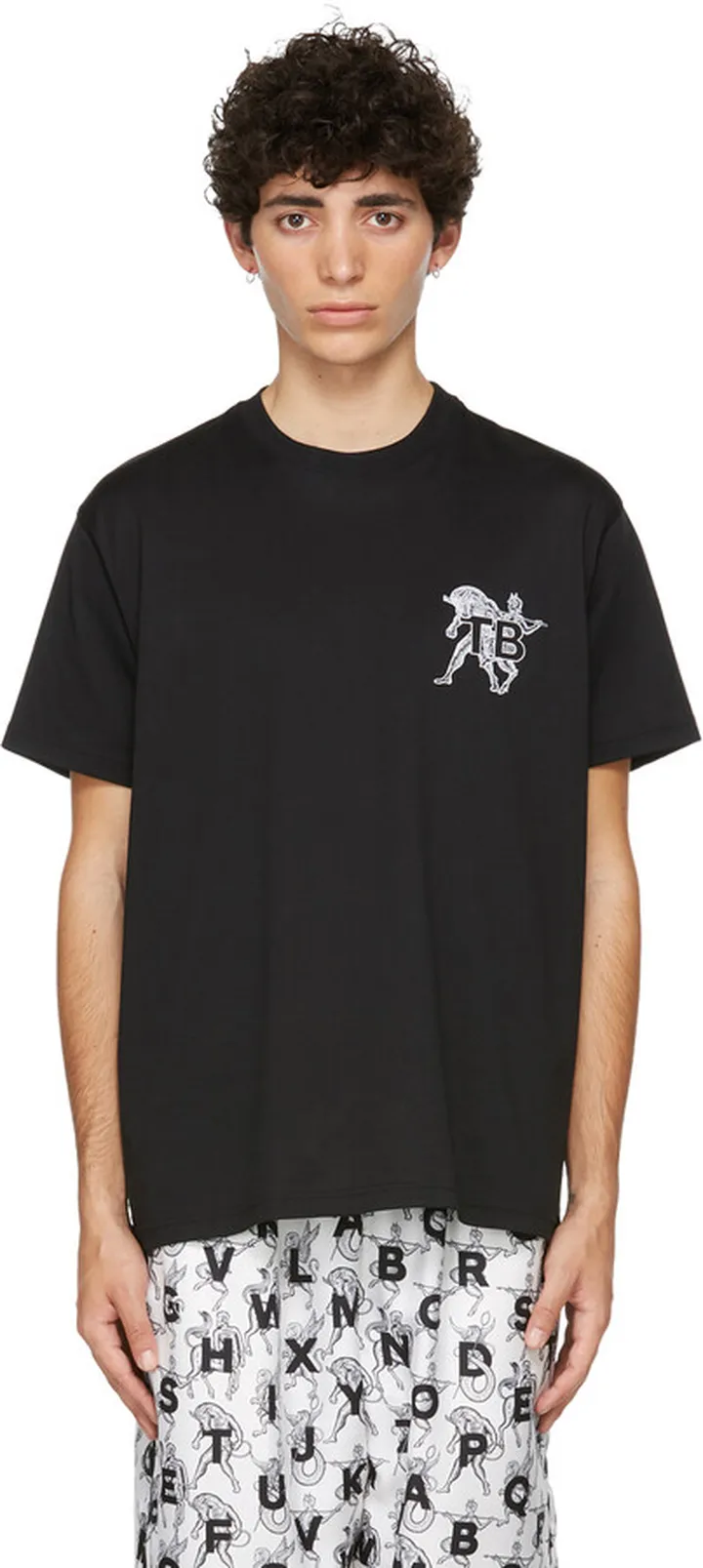 Burberry Black Mythical Alphabet Small 'TB' T-Shirt
