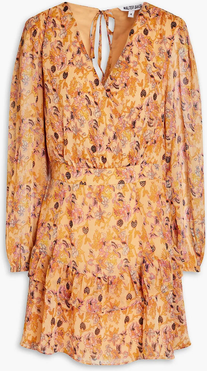 Mishka wrap-effect printed crepon mini dress