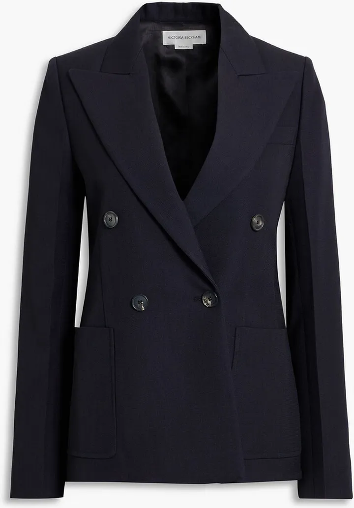 Double-breasted grain de poudre wool blazer