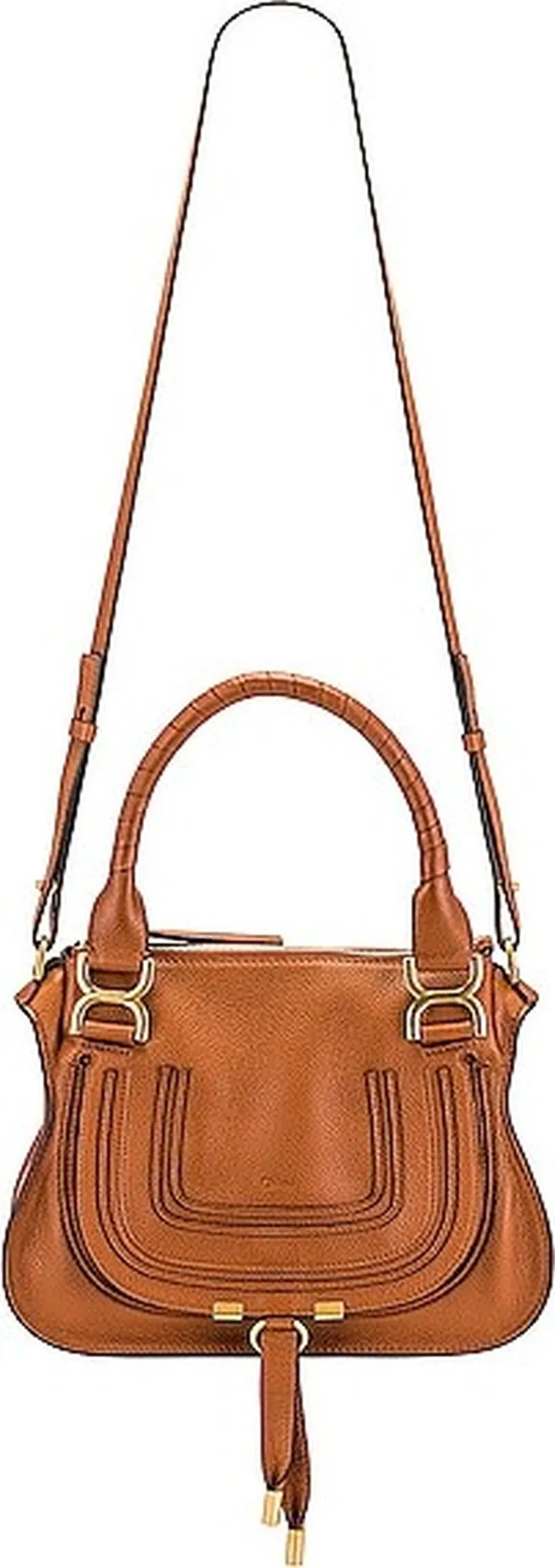 Chloe Small Marcie Saddle Bag in Tan
