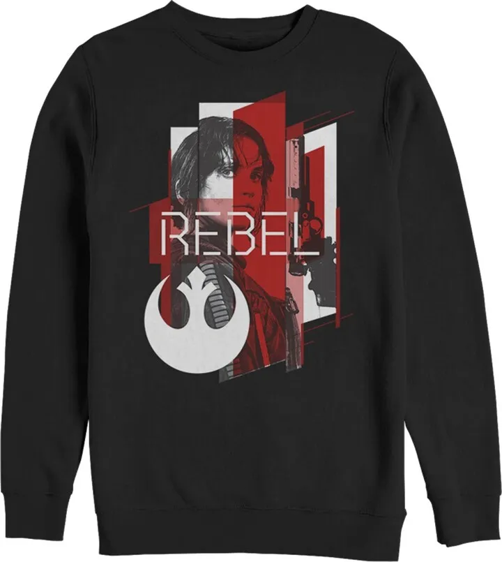 Men's Star Wars Rogue One Jyn Geometric Rebel Emblem Print Sweatshirt - Black - Small