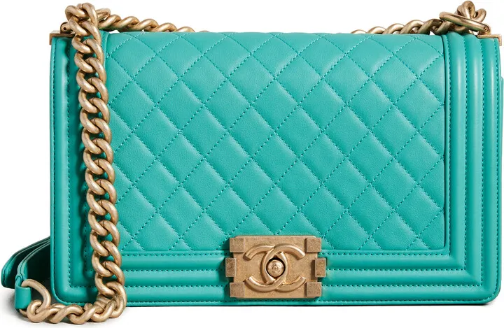 What Goes Around Comes Around Chanel Green Lambskin Boy Medium