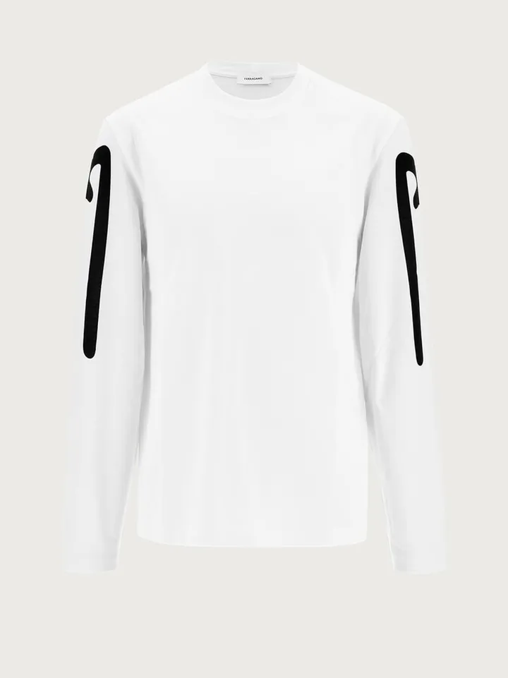 Ferragamo Men Long sleeved logo t-shirt White