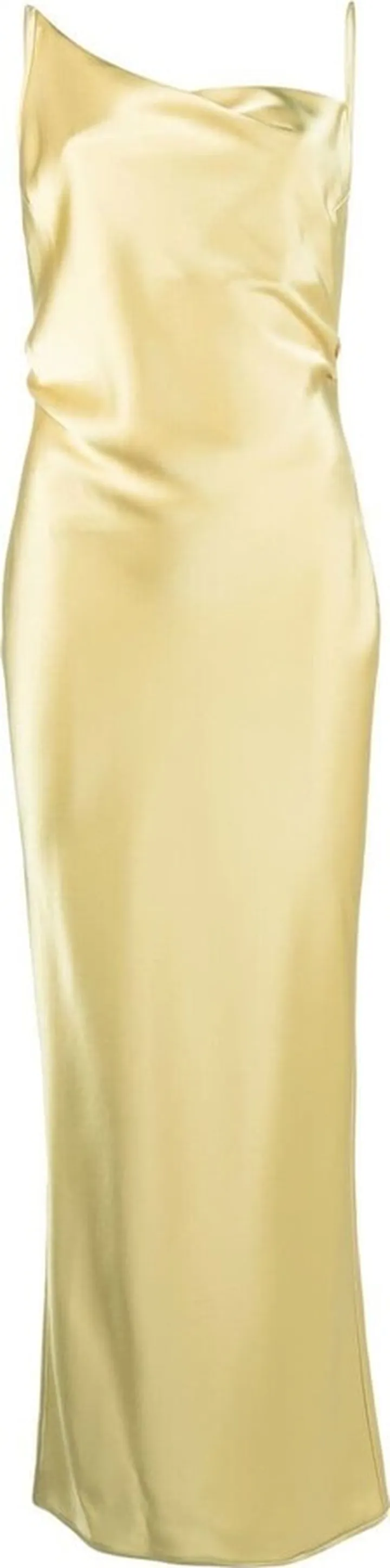 Asymmetric Draped Satin Dress