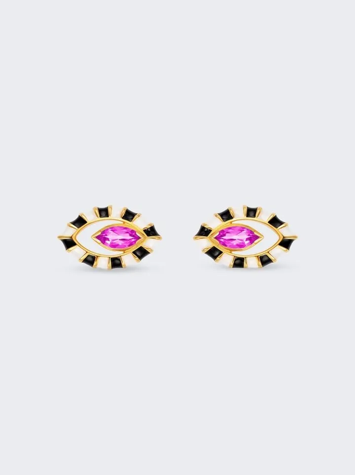 Life In Colour Earrings Gold and Pink Topaz