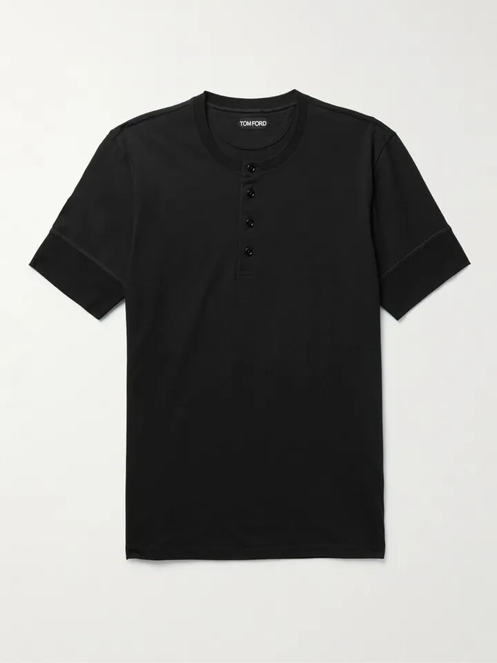 Slim-Fit Cotton-Jersey Henley T-Shirt