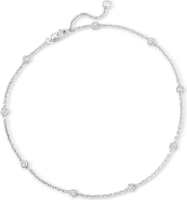 Ross-Simons Diamond Station Anklet in Sterling Silver