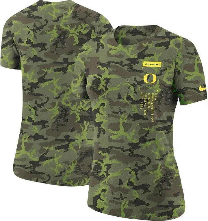 Women's Nike Olive Oregon Ducks Military Collection Camo Performance T-Shirt