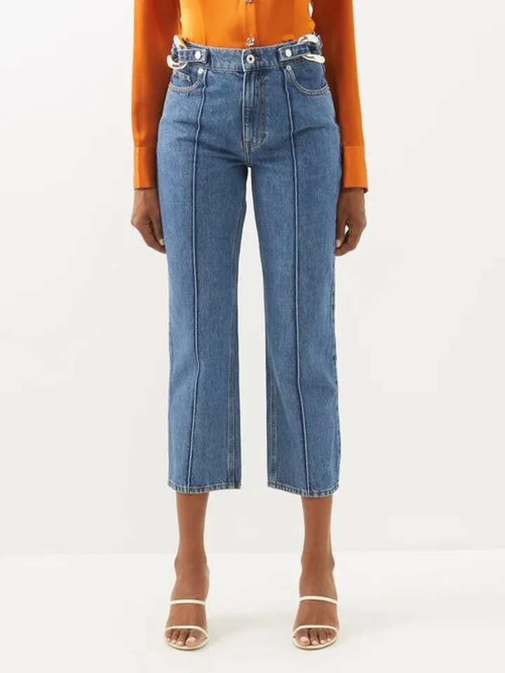 Chain-embellished Slim-fit Jeans