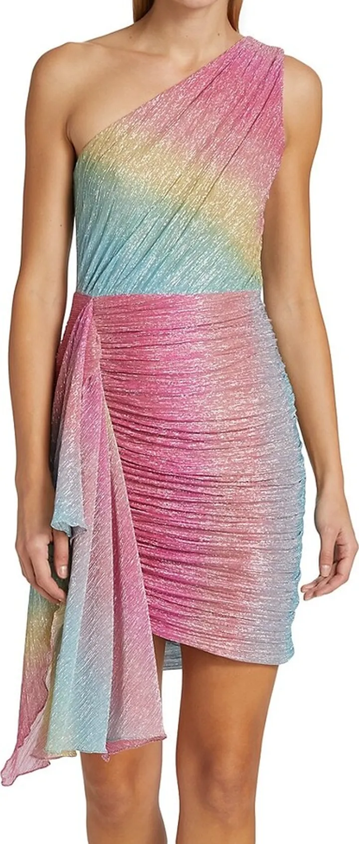 Prism Metallic One-Shoulder Minidress