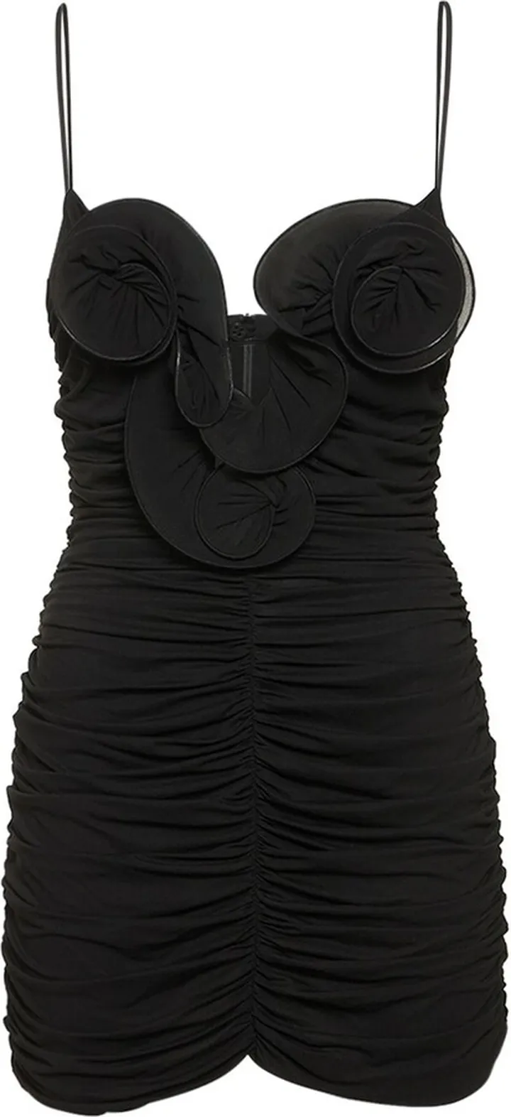 Draped jersey embellished mini dress