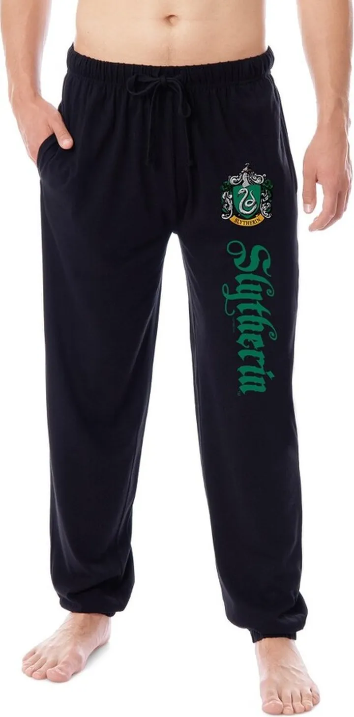 Harry Potter Men's Hogwarts House Slytherin Sleep Jogger Pajama Pants (Small) Black