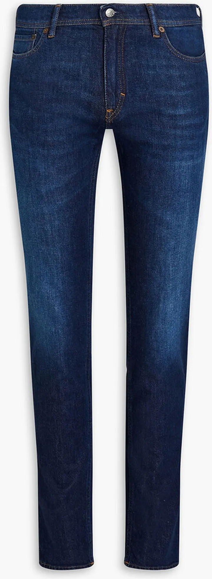 Skinny-fit faded whiskered denim jeans