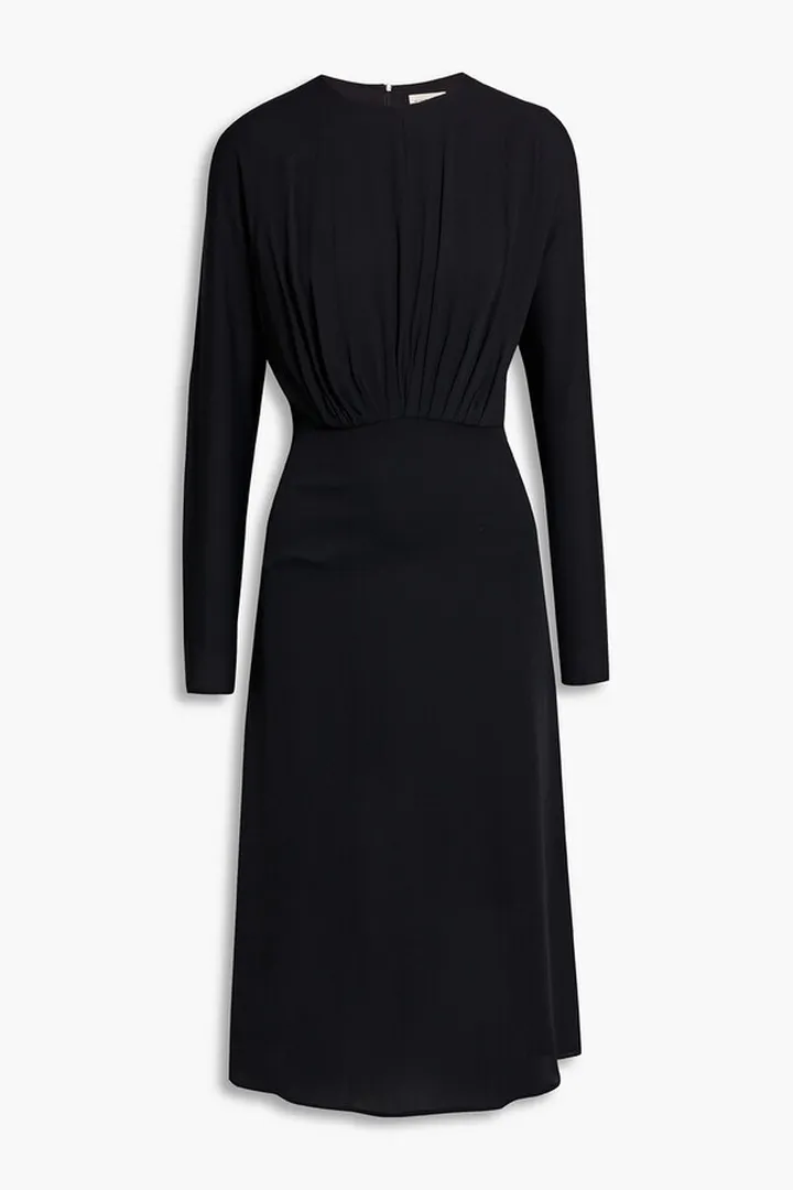 Azolla gathered crepe de chine midi dress