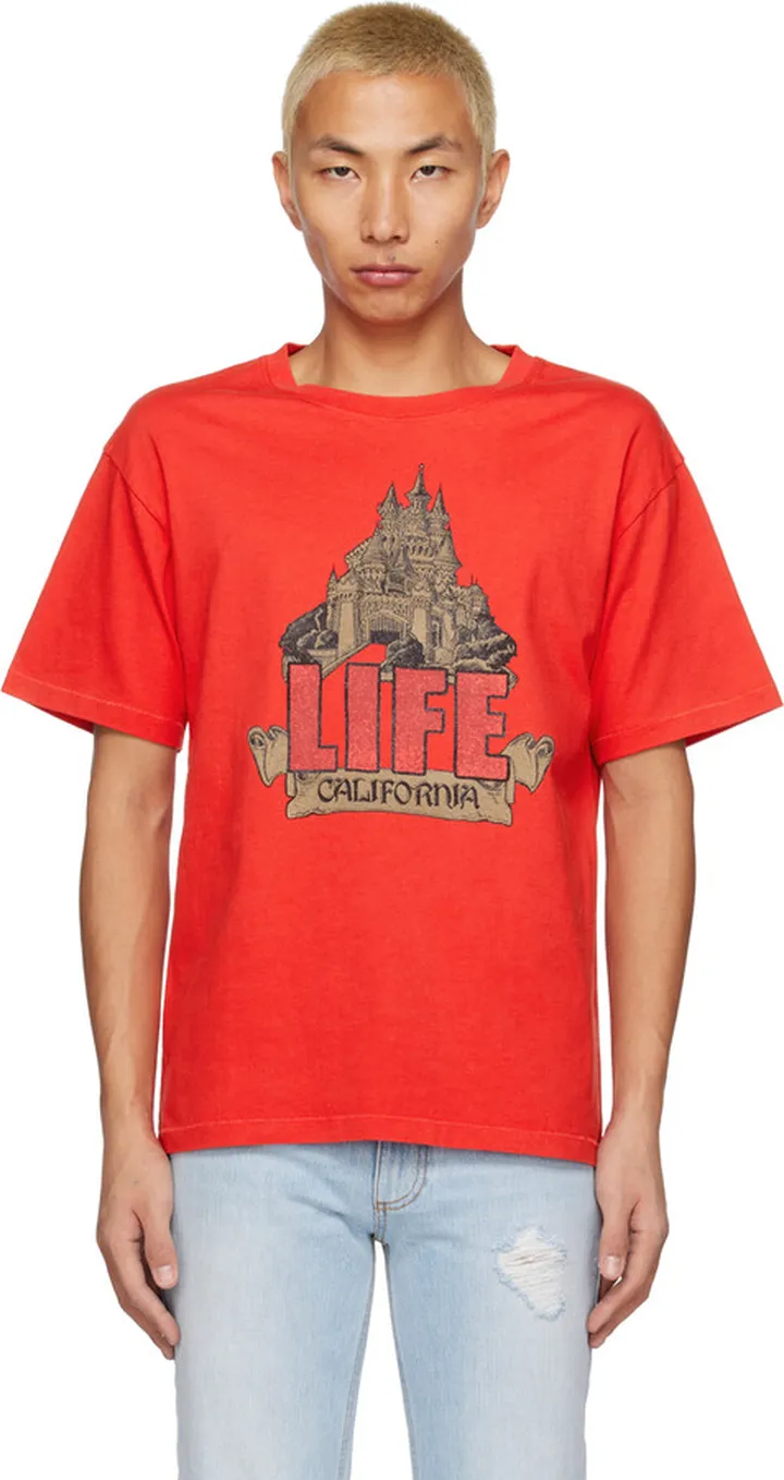 ERL Red 'Life' T-Shirt