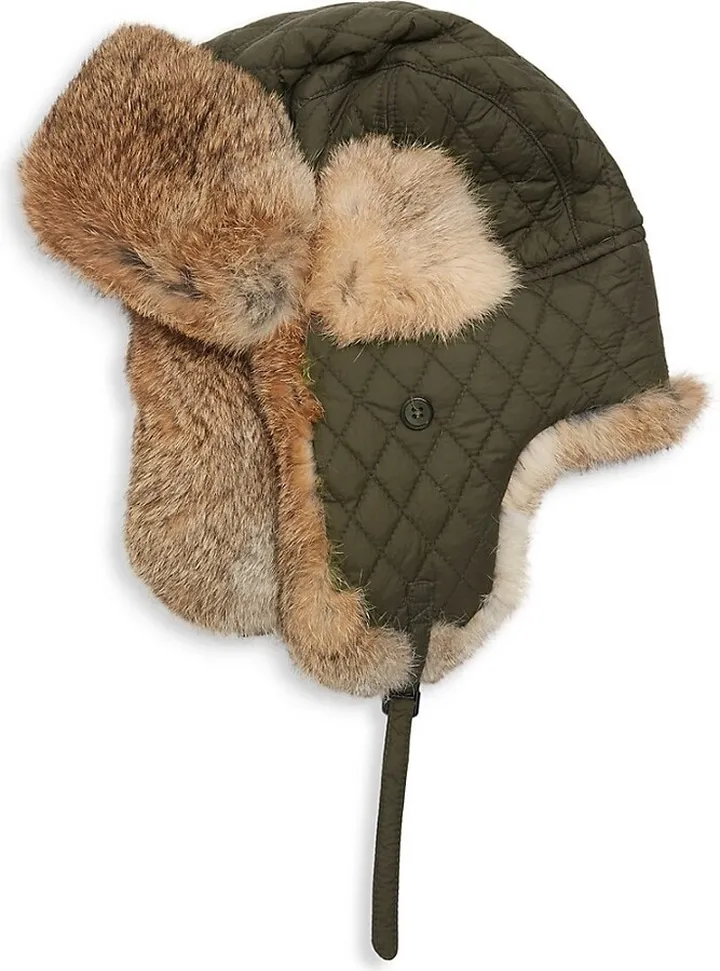 Rabbit Fur-Trim Trooper Hat