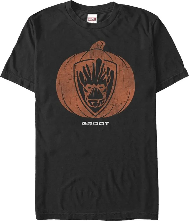 Men's Marvel Guardians of the Galaxy Halloween Groot Pumpkin T-Shirt - Black - Medium