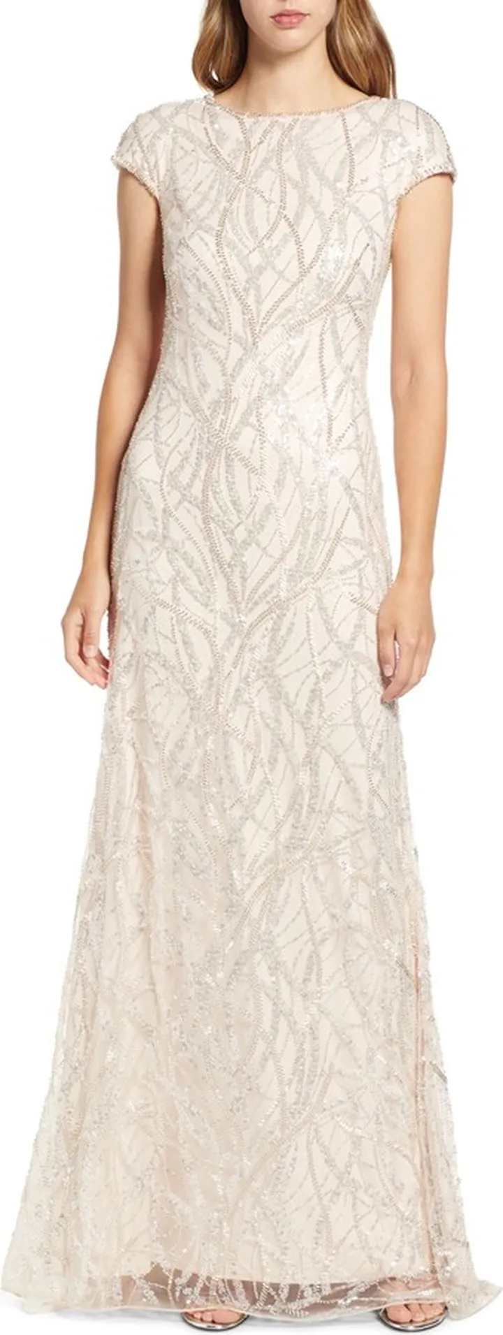 Beaded Cap Sleeve Gown