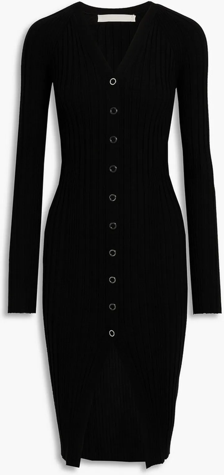 Ribbed wool-blend dress