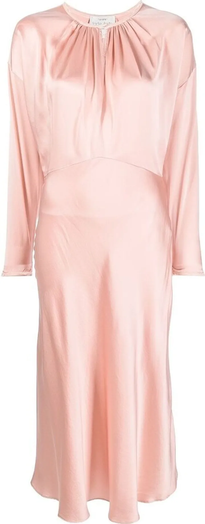 Silk Long-Sleeve Midi Dress