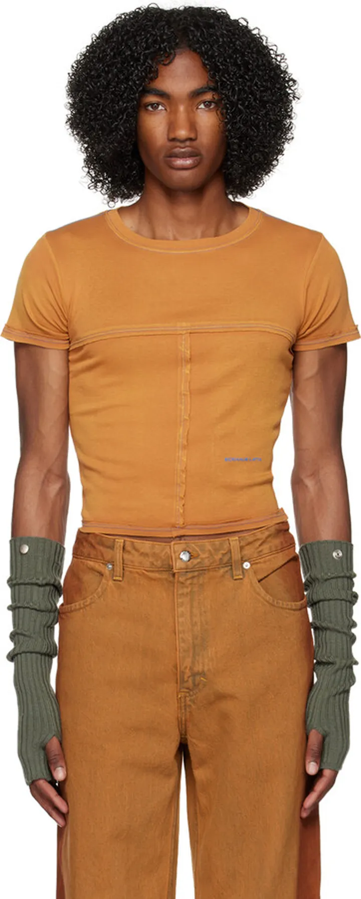 Eckhaus Latta Yellow Lapped Baby T-Shirt