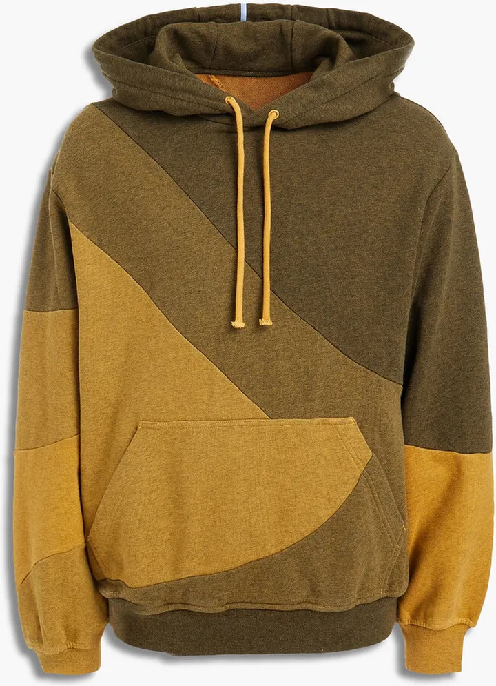 Color-block French cotton-terry hoodie