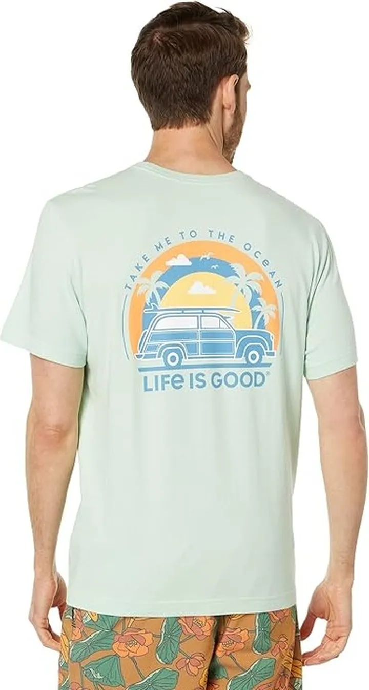 Life is Good Take Me to the Ocean Crusher Tee (Sage Green) Men's T Shirt