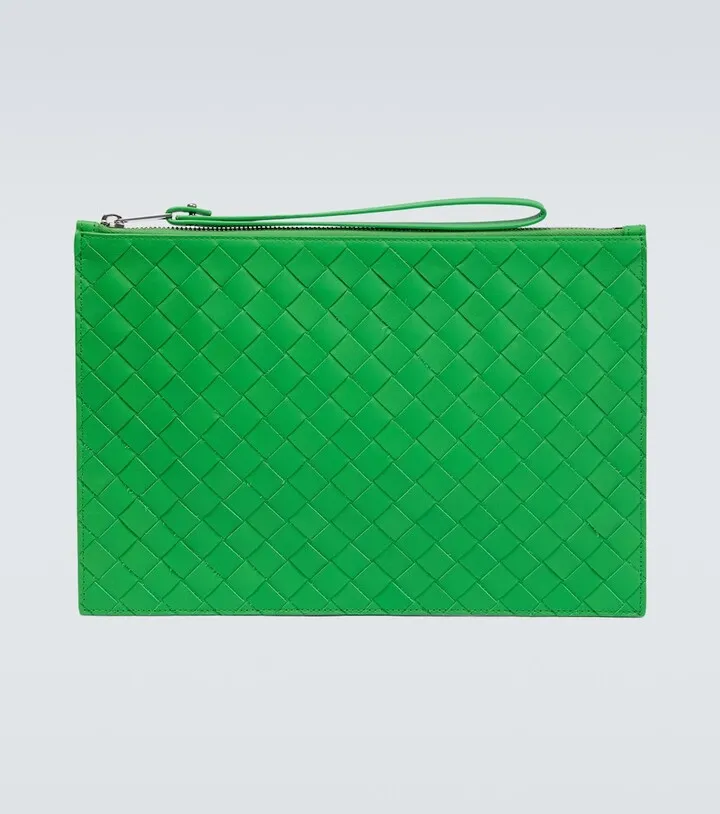 Intrecciato Large leather pouch