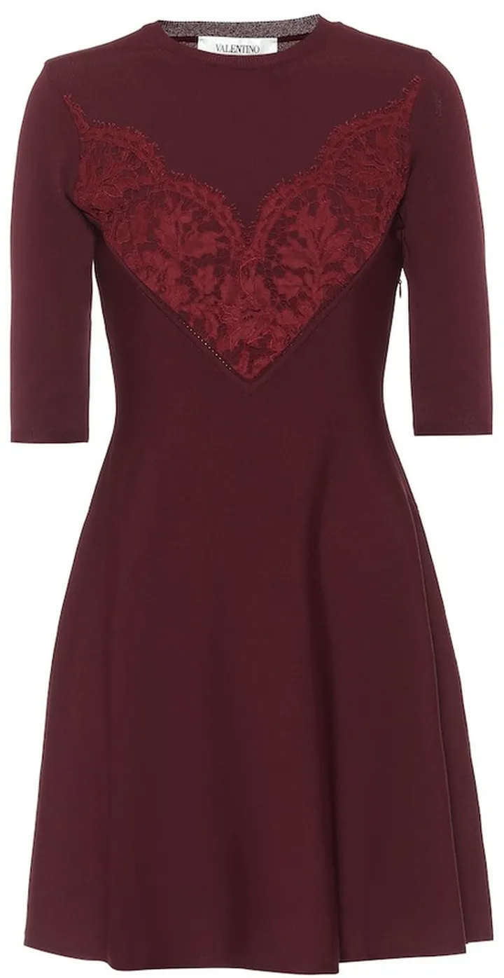 Valentino lace-trimmed knit minidress