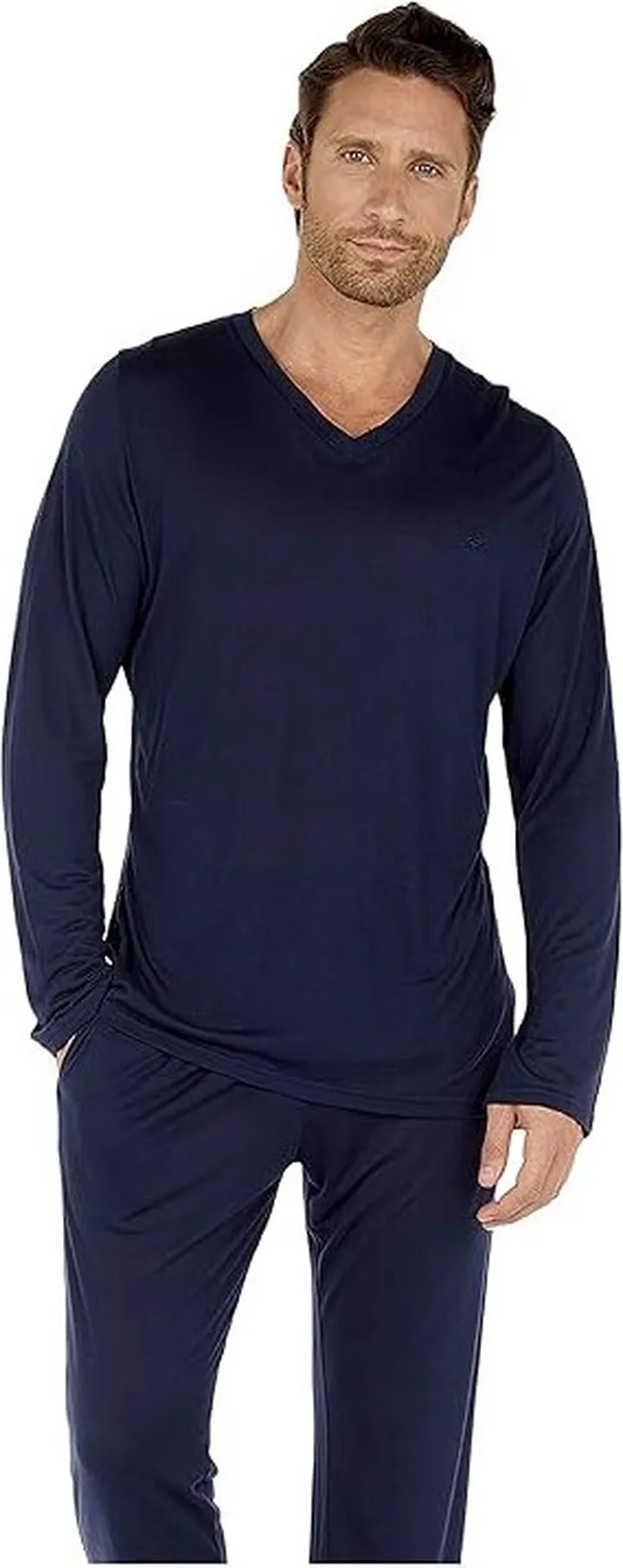 HOM Cocooning Modal Long Sleeve Shirt (Navy) Men's Pajama