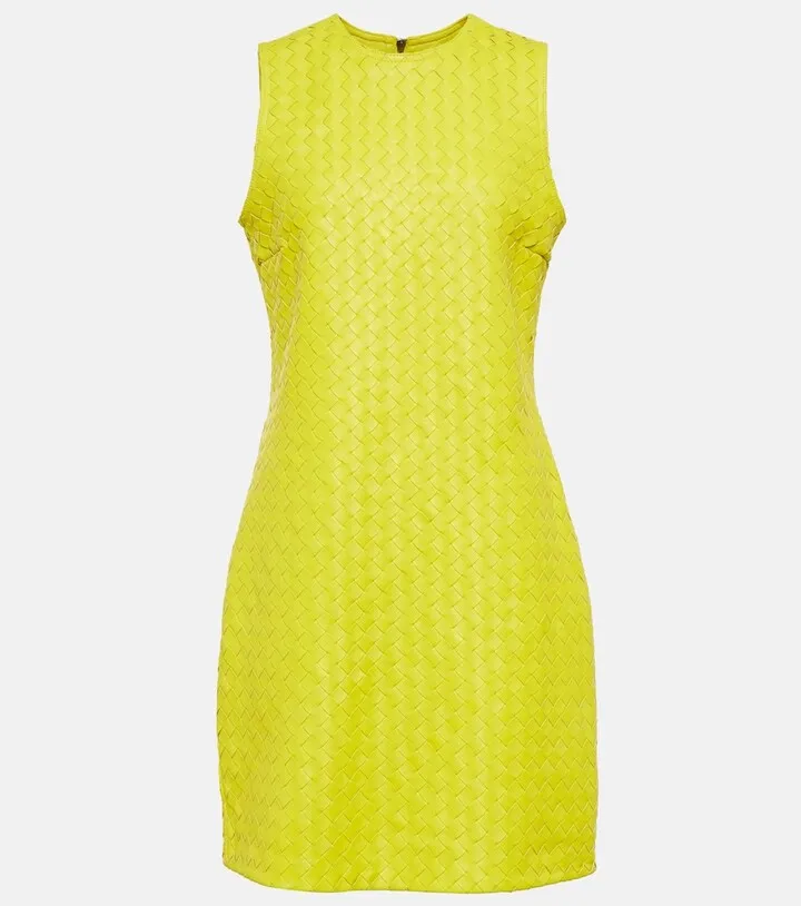 Intrecciato leather minidress