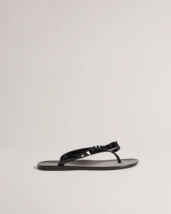 Bow Flip Flops in Black