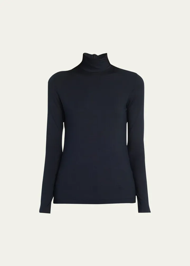 Silk-Cotton Jersey Turtleneck Top