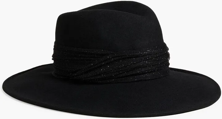 Harlowe tulle-trimmed wool-felt fedora