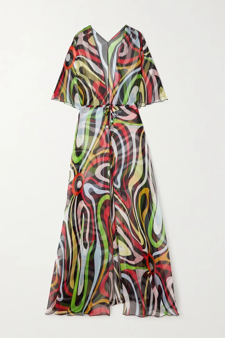 PUCCI - Marmo Silk-crepe Robe - Black