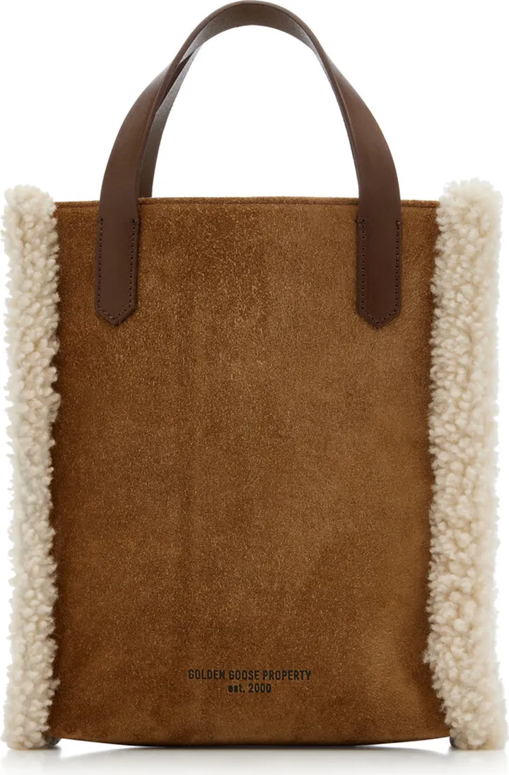 Women's Mini California Shearling-Trimmed Suede Tote Bag