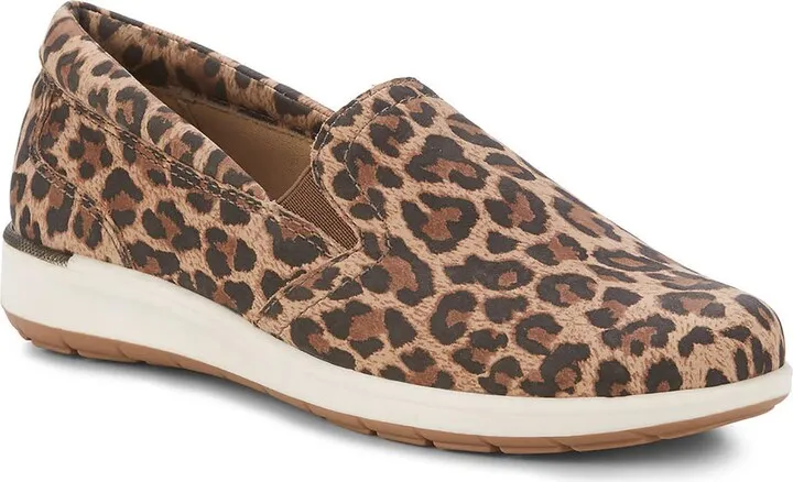 Orleans Womens Leather Animal Print Slip-On Sneakers