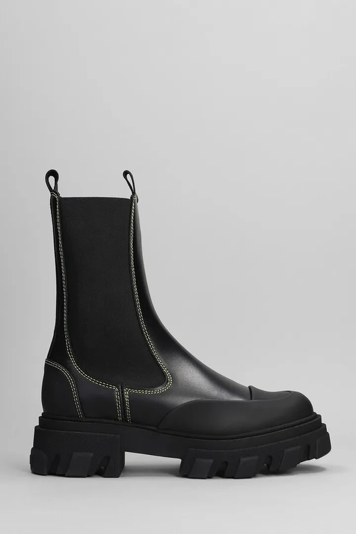 Combat Boots In Black Leather