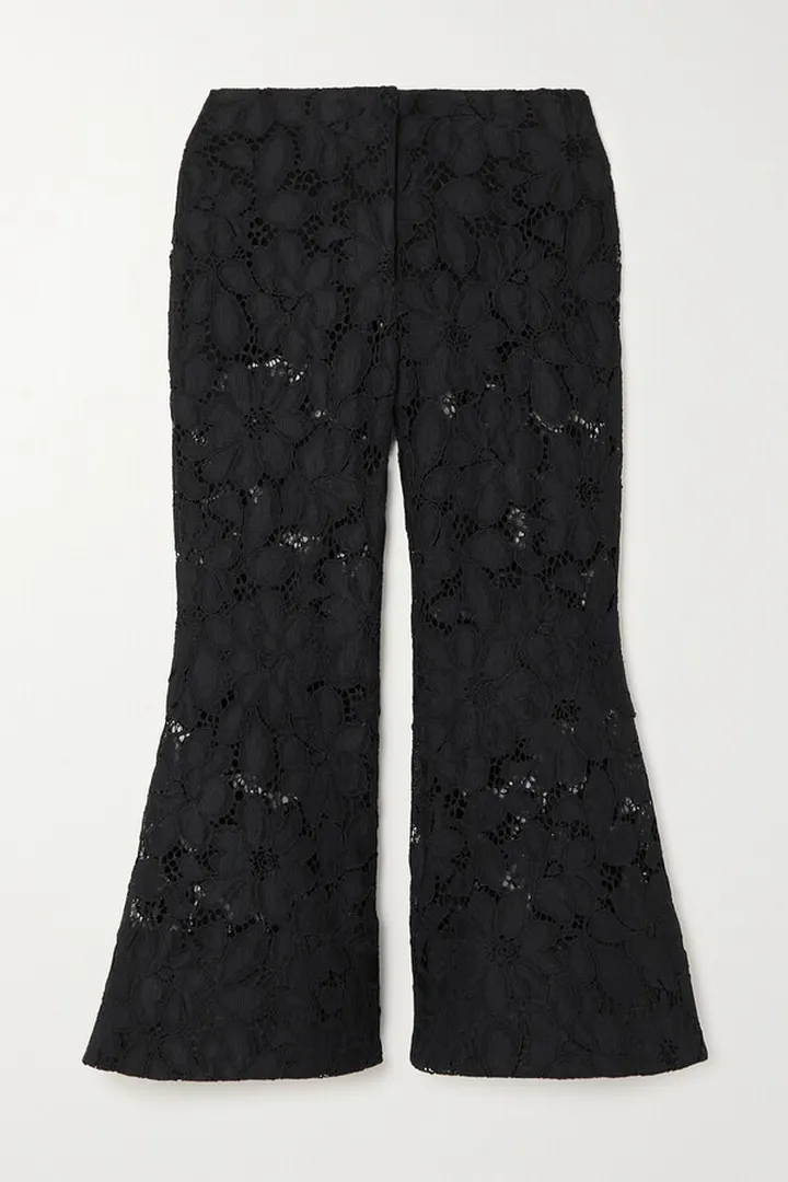 Proenza Schouler - Cropped Corded Lace Flared Pants - Black
