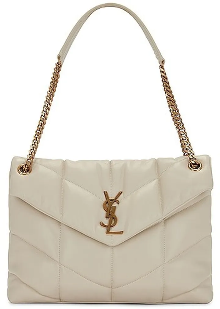 Saint Laurent Medium Puffer Chain Bag in Cream