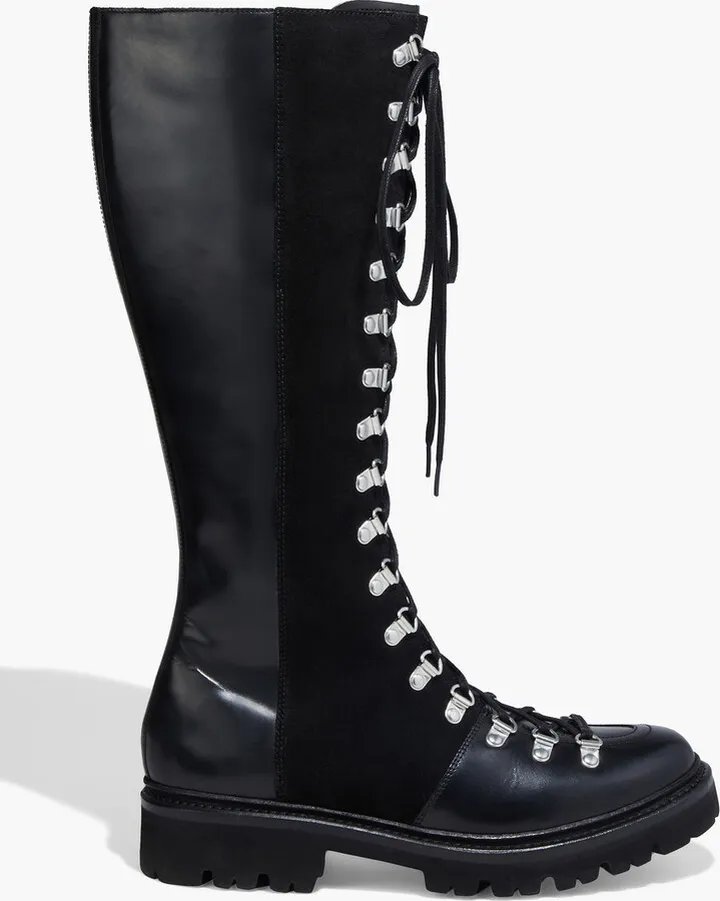 Nanette leather and suede combat boots