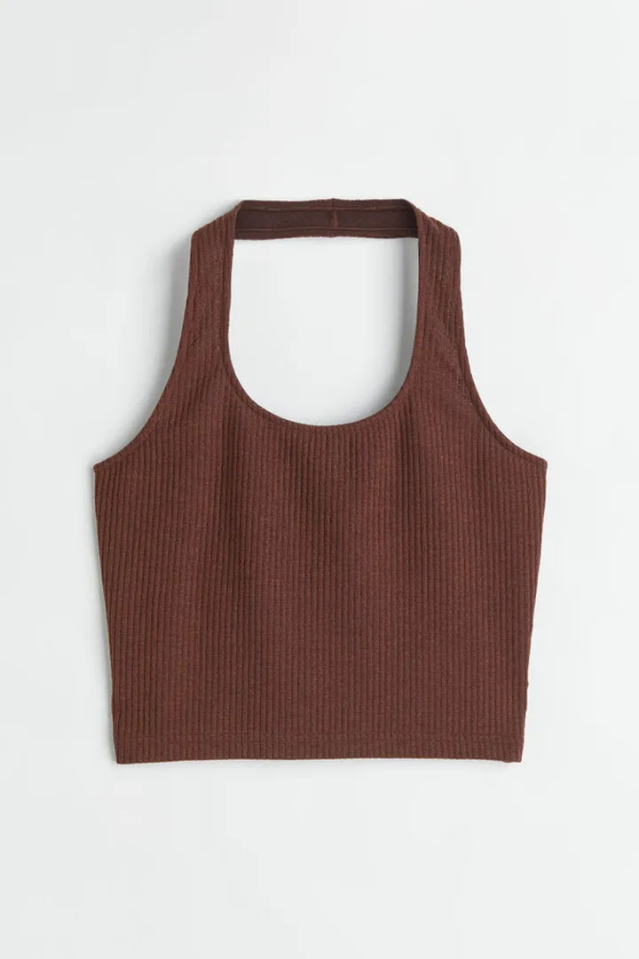 Rib-knit Halterneck Top