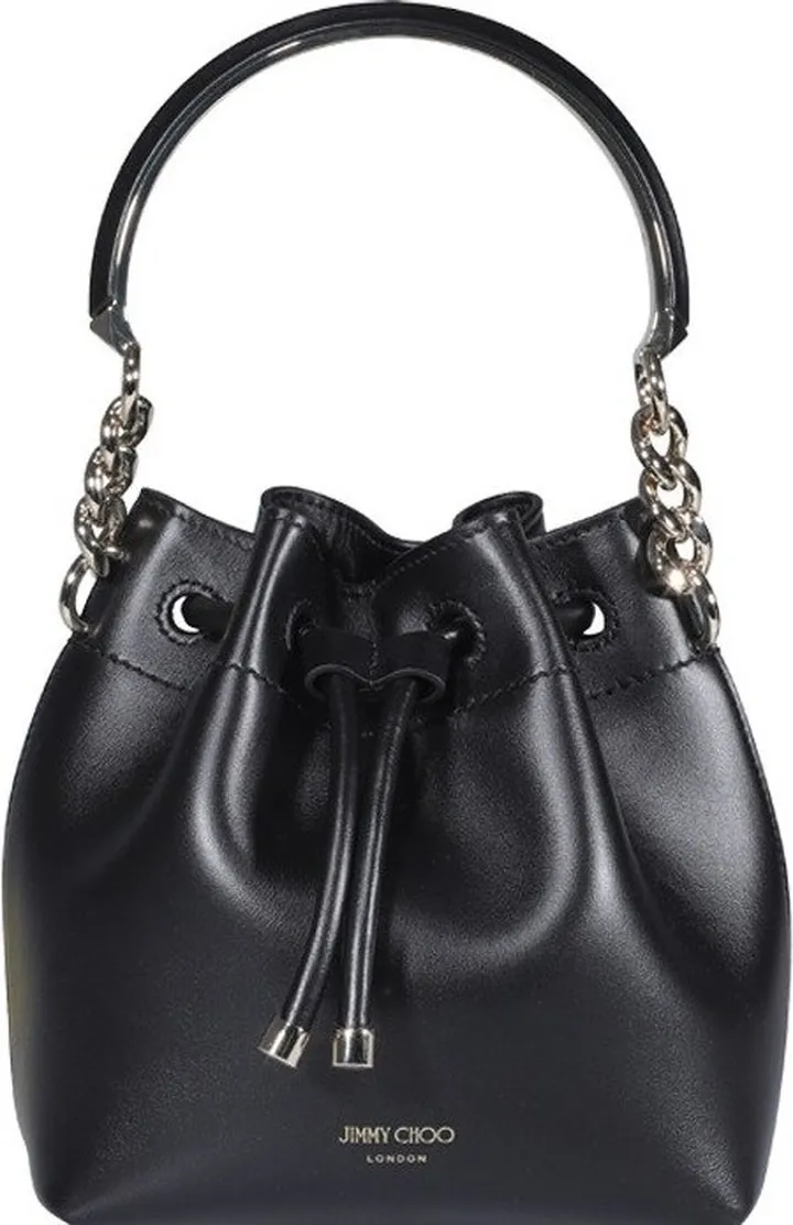 Jimmy Choo Bon Bon Logo Printed Bucket Bag
