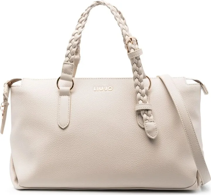 Logo-Lettering Braid-Detail Tote Bag