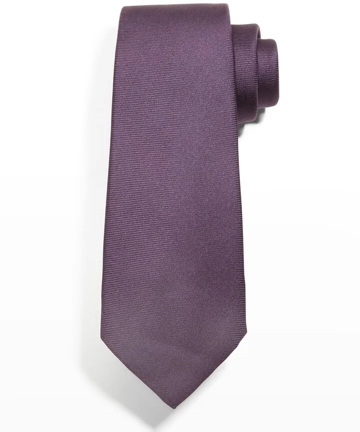 Men's Bordeaux Solid Silk Tie