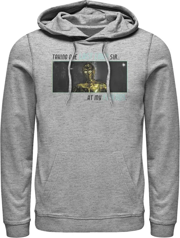 Men's Star Wars: The Rise of Skywalker C-3PO One Last Look Pull Over Hoodie - Athletic Heather - Small