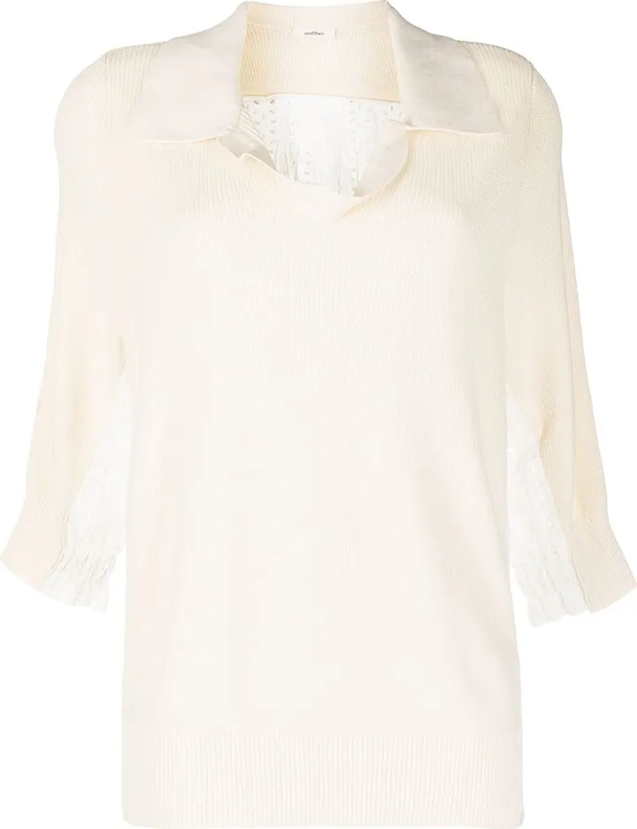 Ribbed-Knit Polo Top