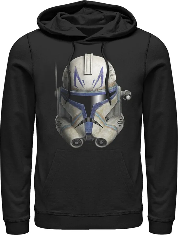 Men's Star Wars: The Clone Wars Commander Rex Big Face Pull Over Hoodie - Black - Small